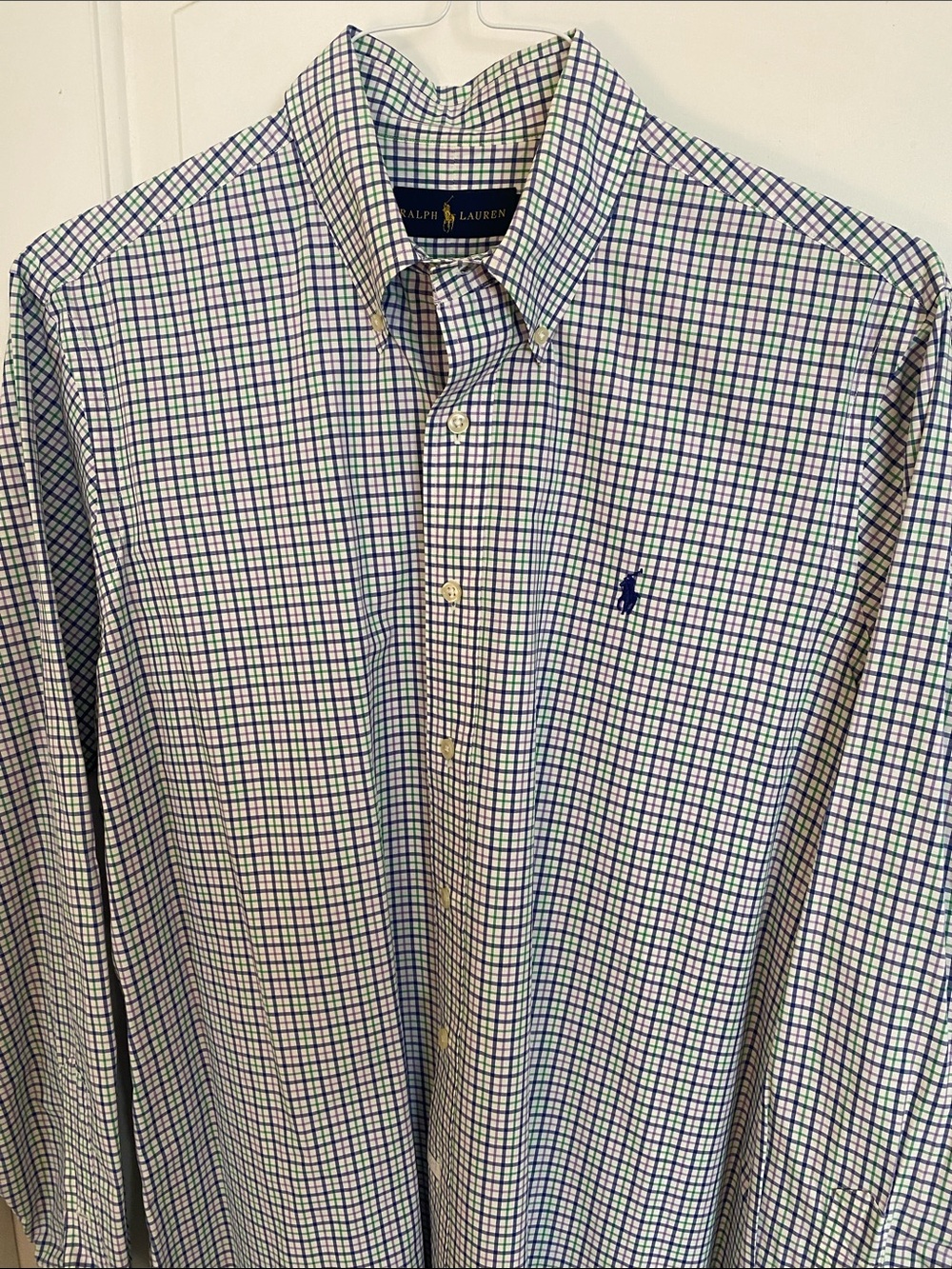Polo by Ralph Lauren Blue & Green Checked Long Sleeve Button-Down Shirt Size Lg
